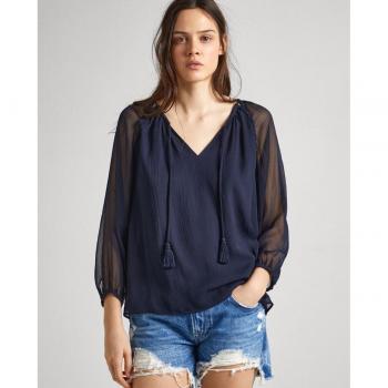 BLUSA CHIFÓN CON MANGAS SEMITRANSPARENTES