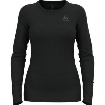 Camiseta térmica de mujer Odlo BL Top Crew Neck Merino 200 negra, manga larga, talla S