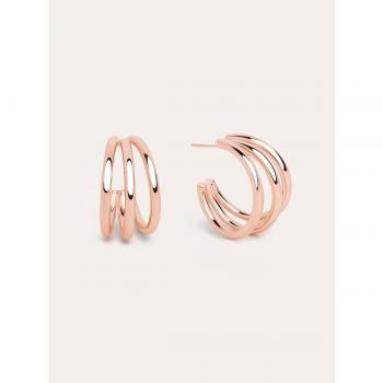 Pendientes Singularu Aro Triple en Rodio y Oro Rosa