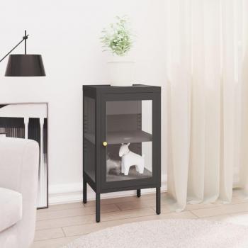 Anthracite Steel and Glass Sideboard 38x35x70 cm