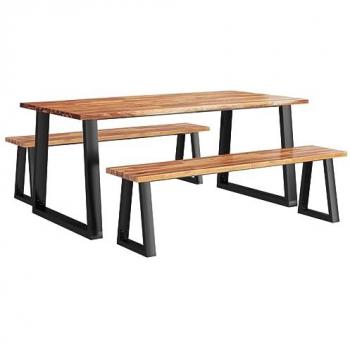 3 Piece Live Edge Solid Acacia Wood Dining Set