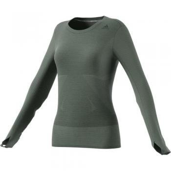adidas SN LS TEE W Camiseta de Manga Larga, Mujer, Verde