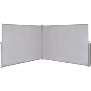 vidaXL Toldo Lateral Retráctil de Acero y Tela 180x600cm Gris Biombo de Jardín