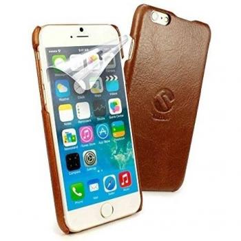 Tuff-Luv Tuff-Grip Vintage cubierta de cuero del caso moldeado genuino para el iPhone de Apple 6 - Protector de pantalla de Marron