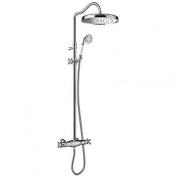 Conjunto ducha termostática · Ducha fija Ø 310 mm. con rótula. · Ducha anticalcárea Ø 78 mm. · Flexo doble engatillado. · Barra telescópica. · Inversor integrado en el regulador de caudal.-24219502