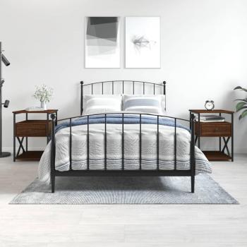 Mesita de noche 2 piezas Roble Marrón 40x42x55 cm madera multicapa