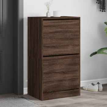 Mueble Zapatero 2 Cajones Abatibles Estantes Organizador Color Gris Hormigón, Gris Sonoma, Marrón Roble 60x42x108 cm