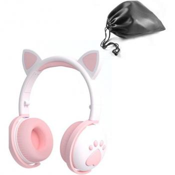 Auriculares Inalámbricos Gamer Rosa Orejas de Gato Bluetooth 5.0 con Micrófono para PS4 y PC