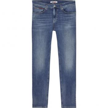 Tommy Hilfiger Slim-fit Embroidered Jeans, Male, Blue, Size: W30 L32, Washed Effect