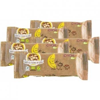 Zealia Barritas de Plátano y Avellanas Sin Gluten Ecológicas 35g Pack de 20 Unidades Veganas