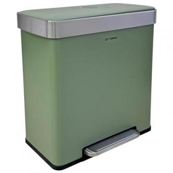 Cubo de Basura y Reciclaje CATTERHOUSE Planeta 60L 58x35,5x60 cm de Metal con Pedal, Cubos Extraíbles y Cierre Suave