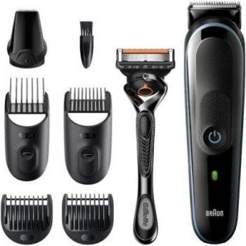 Braun MGK 5345 7-en-1 Recortadora de Barba y Cabello Inalámbrica con Accesorios, Color Negro
