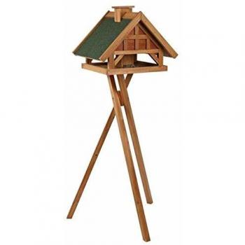 Comedero para Aves Trixie Natura con Soporte y Silo, Madera de Pino, 54 x 40 x 48 cm/1,45 m, Marrón