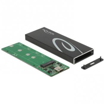 Caja externa para SSD M.2 SATA, aluminio negro con USB Type-C™
