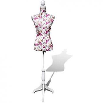 vidaXL Maniquí de Busto Femenino de Señora Yute Blanco y Rosa Figura Modista