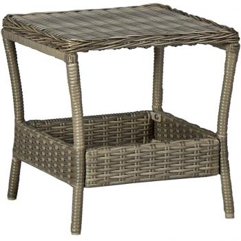 Mesa de jardín ratán sintético marrón 45x45x46,5 cm