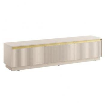Mueble de TV Flotante o de Pie con 3 Puertas de MDF - Beige y Dorado - POSINIA de Pascal Morabito