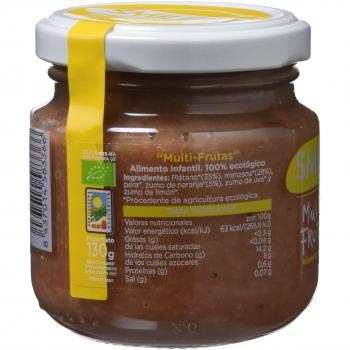 Smileat - Tarritos Ecológicos de Frutas, con Trocitos e Ingredientes Naturales, para Bebés desde 4 Meses, Sano y Saludable, sin Gluten, Sabor Multifrutas con Mango - Pack de 12 Tarros x 130 g = 1560 g