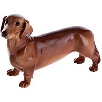 John Beswick Dachshund Figurine, Earthenware, Red/Multi-Colour, 13.5 x 2.5 x 8.5 cm