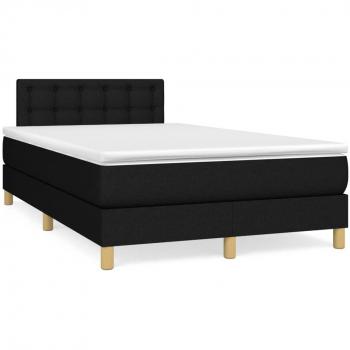 Cama box spring de muelles con colchón y luces LED en tela negra 120x190 cm