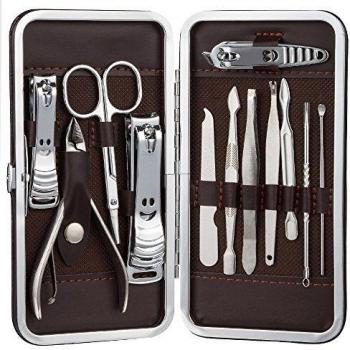 Zacro Atención Personal de Acero Inoxidable Cortauñas Manicura Pedicura Ear Pick Set 12 en 1