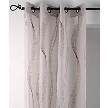 Cortina de Voile Beige con Rayas Onduladas 135x240 cm