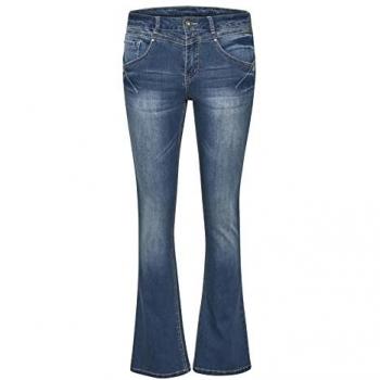 Cream Amalie Women's Bootcut Shape Fit Jeans - Slim Fit, Midrise Waist, Full-Length Zipper, Medium Blue Denim