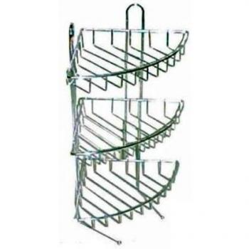 Soporte Angular de Ducha con 3 Estantes de Acero Cromado H45cm