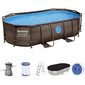 Piscina Ovalada Bestway Power Steel 427 x 250 x 100 cm con Filtro y Accesorios