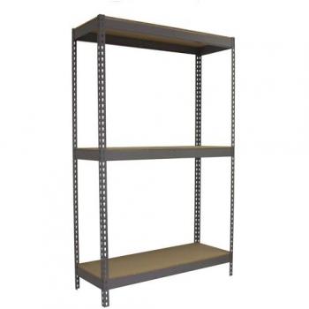 Estantería ECOFORTE 1206-3 CHIPBOARD GRIS/MADERA - Simon Rack, Estantería Industrial, 2000x1200x600 mm, capacidad de carga de 400 kg por punto de flexión,