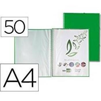 Liderpapel Carpeta Escaparate Con Espiral 50 Fundas Polipropileno Din A4 Verde