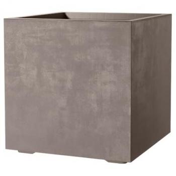 Maceta Cubo Millennium 25 cm Arenisca, Plástico Ligero y Duradero, con Reserva de Agua y Tapón de Drenaje