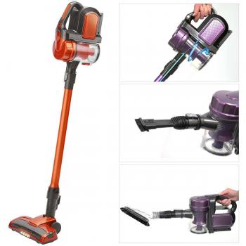 Briebe Aspiradora escoba y mano sin cable, bateria 21,6V, tecnología ciclónica sin bolsa, filtro HEPA, convertible uso vertical y de mano, color cobre