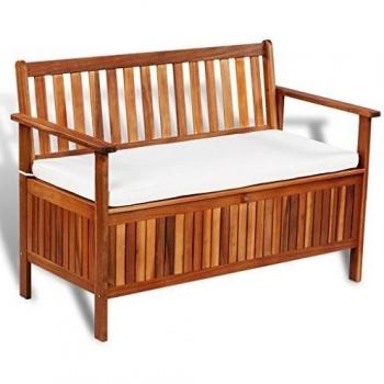vidaXL Banco Modelo de Almacenamiento Hecho de Material de Madera de Acacia con Cojin