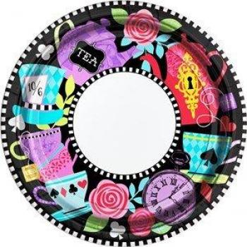 Amscan 591726 Mad Tea Party Plates-8 piezas, papel, multicolor