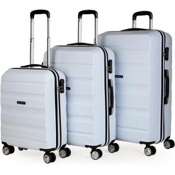 ITACA Elba Juego de Maletas de Viaje Rígidas 4 Ruedas T71600 ABS Grande Candado Combinación Blanco