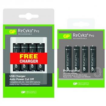 Pack de Pilas Recargables GP Recyko Pro (4 AA y 4 AAA) con Cargador USB incluido