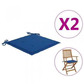 Cojines de silla 2 piezas azul real 40x40x3 cm tela de Oxford