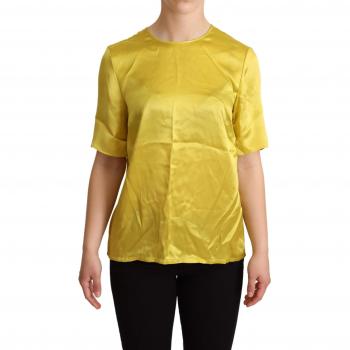 Dolce & Gabbana Yellow Silk Short Sleeve Blouse T-shirt - IT44|L
