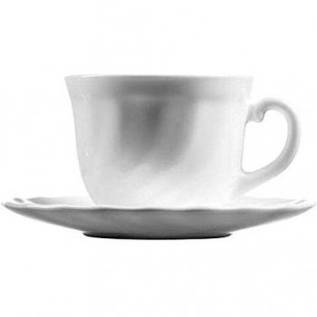 Luminarc Conjuntos de Taza y platillo, Porcelana, Blanco, 4 Piezas