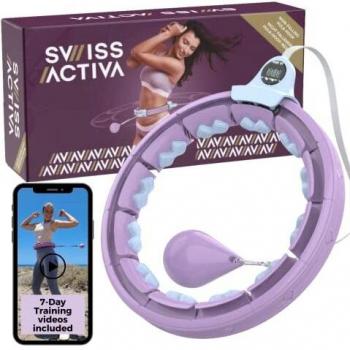 Swiss Activa+ Smart Hula Hoop con Contador - Hula Hoop Que Nunca se Cae - Smart Hoop - Fitness Hula Hoop con Peso - Fitness Hoop Hula Hoop con Pelota - Smart Hoola Hoop