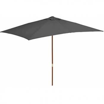 vidaXL Sombrilla con Palo de Madera 200x300 cm Antracita Parasol Toldo Patio
