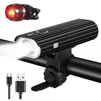 Nestling®Luz Bicicleta, Luces Bicicleta Recargable USB, Lámpara Bicicleta LED Impermeable, 800 Lúmenes Súper Potente, 5 Modos Iluminación, Luces Bicicleta Delantera y Trasera Kit