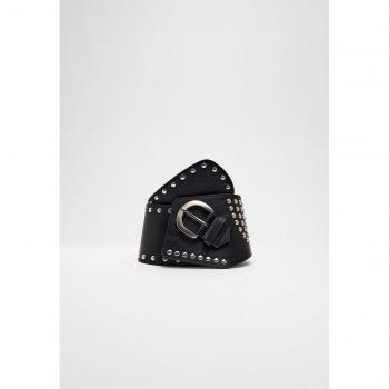 Asymmetric Studded Black Belt 34
