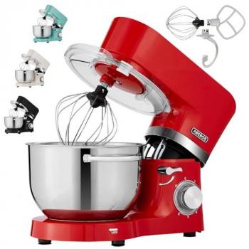 Batidora Amasadora AREBOS 1500W - 2 Recipientes de Acero Inoxidable (4,5L + 5,5L) - 6 Velocidades - Robot de Cocina con Gancho para