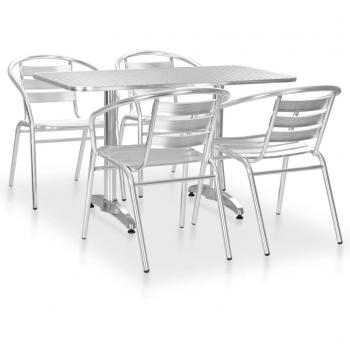 5 Piece Silver Aluminum Outdoor Dining Set