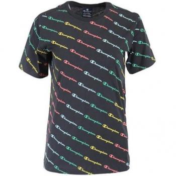 Camiseta de Manga Corta Infantil Champion Multilogo Negro