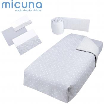 Micuna Galaxy - Pack protector y nórdico y juego de sabanas, unisex, color gris