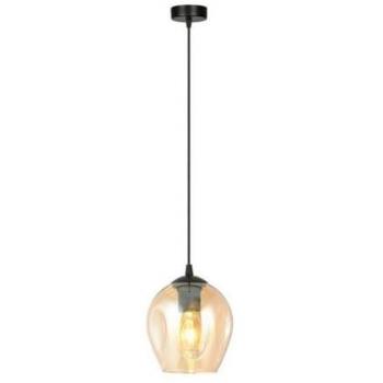 Lámpara de Suspensión Istar - Acero Negro con Recubrimiento de Polvo y Vidrio Ámbar - 14x100x14 cm
