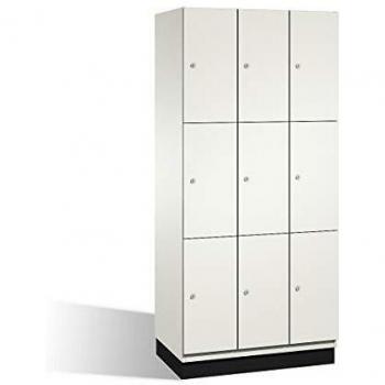 Armario de Compartimentos Bajo Llave Cambio C+P - 3 Compartimentos, Puertas de Acero, Color Blanco, Ancho 900 mm